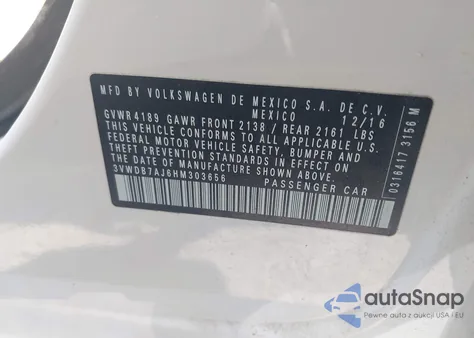 2017 Volkswagen Jetta 1.4T Se from USA, damaged, VIN 3VWDB7AJ6HM303656